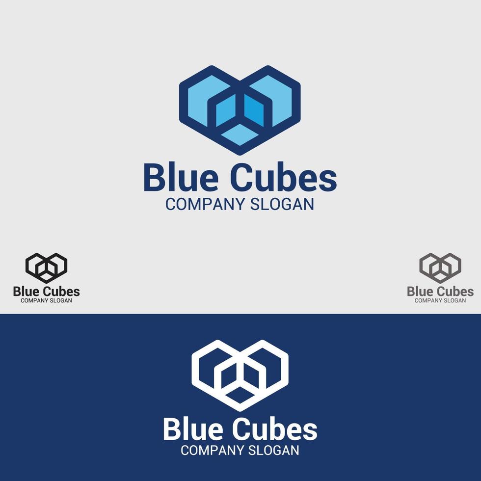 Blue Cubes Logo Vector Design Template