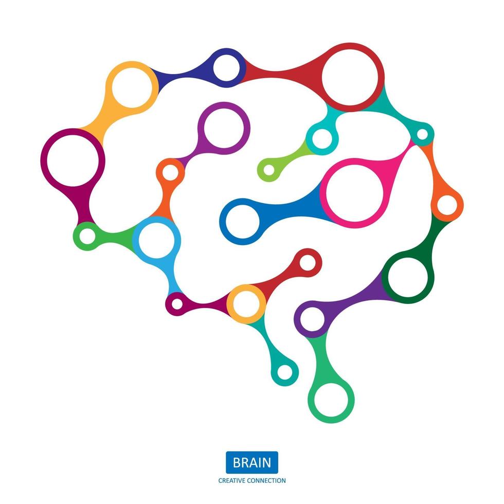 Multicolor connection brain, creative concept of human brain, vector illustration