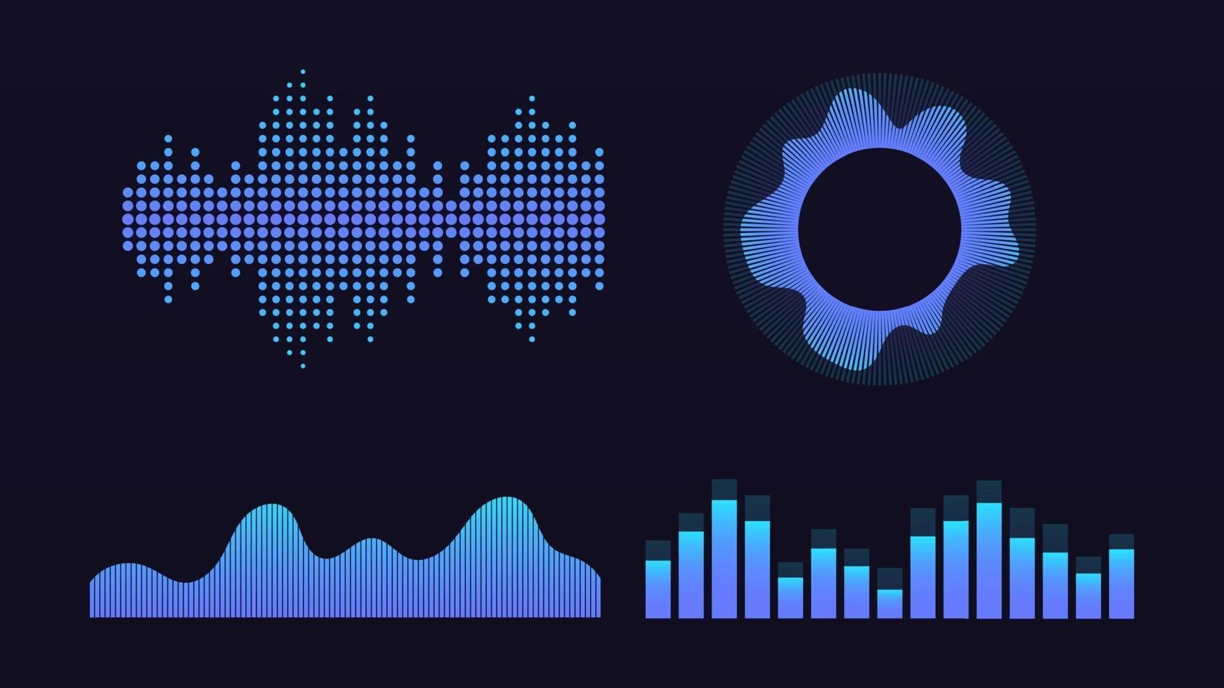 Ola de sonido, ecualizador gráfico virtual, ilustración vectorial vector