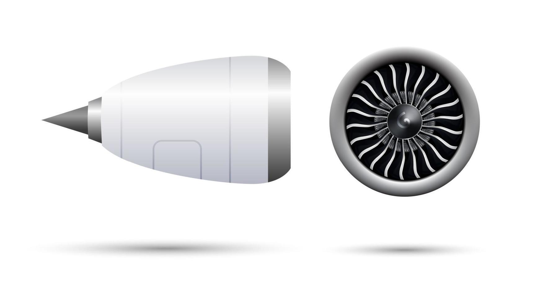 Realistic 3D turbo jet engine of airplane, vector illustration