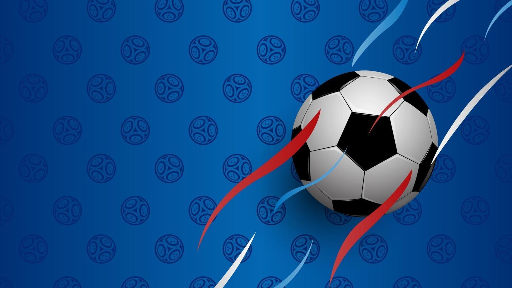 Realistic football on blue background, football championship cup, abstract background, vector illustration