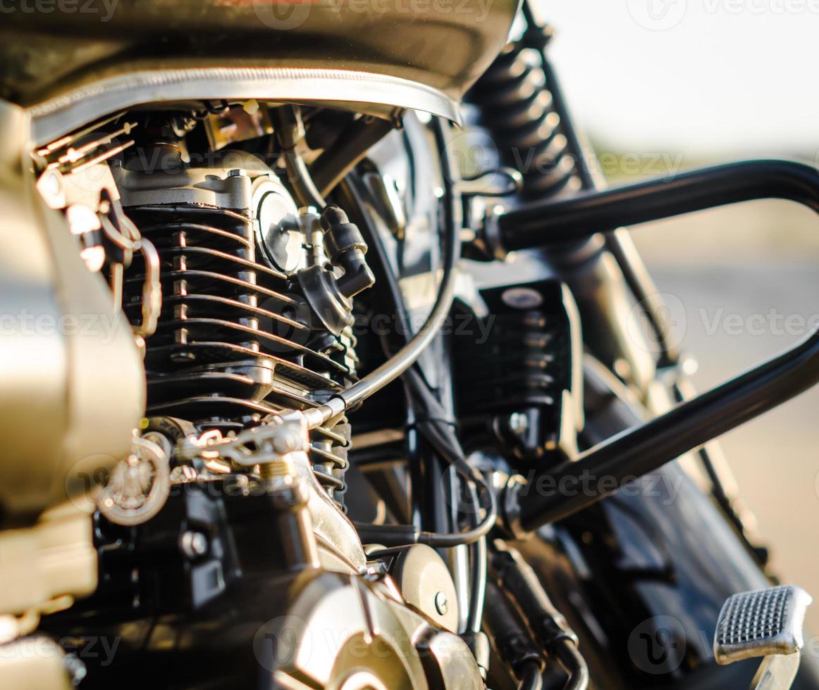 Close-up of a motorcycle engine photo