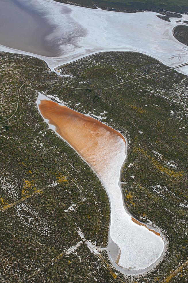 Overhead view of abstract shaped orange lake photo