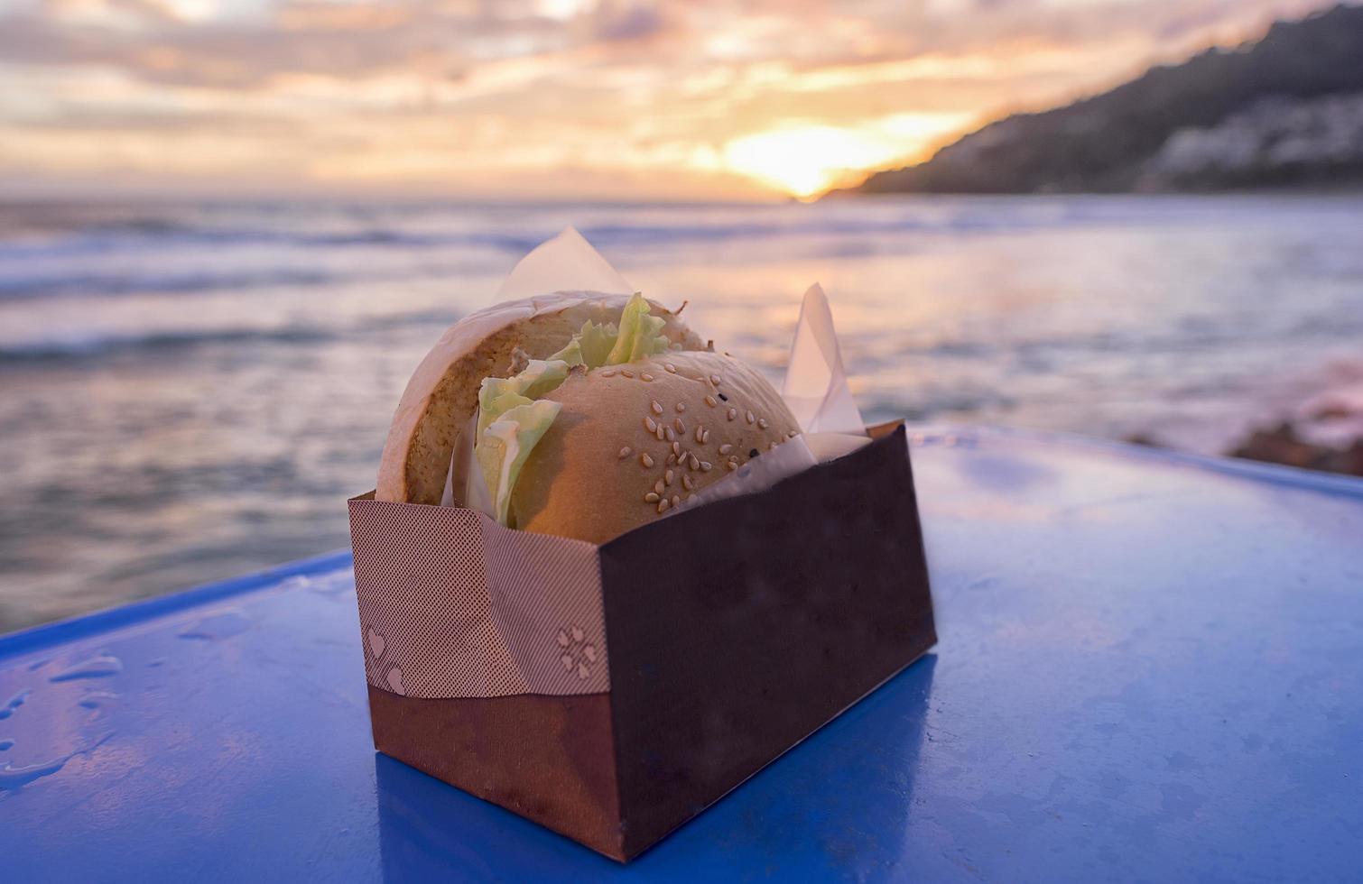 Hamburger on the beach photo