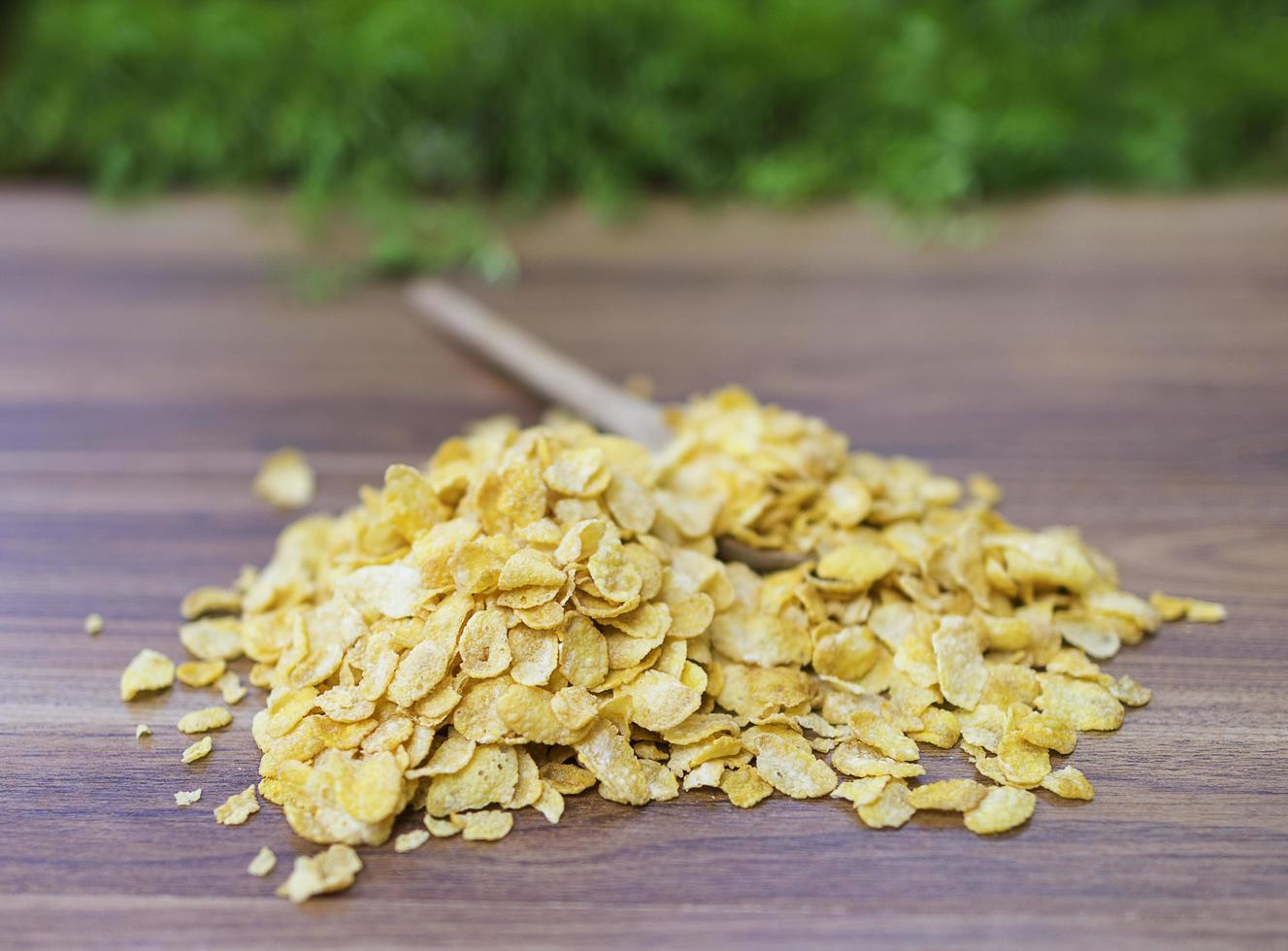 Corn flakes on wood table photo
