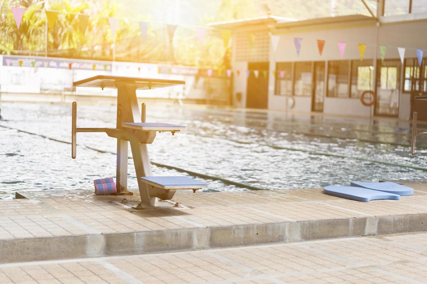 Swimming pool and jumping stand photo