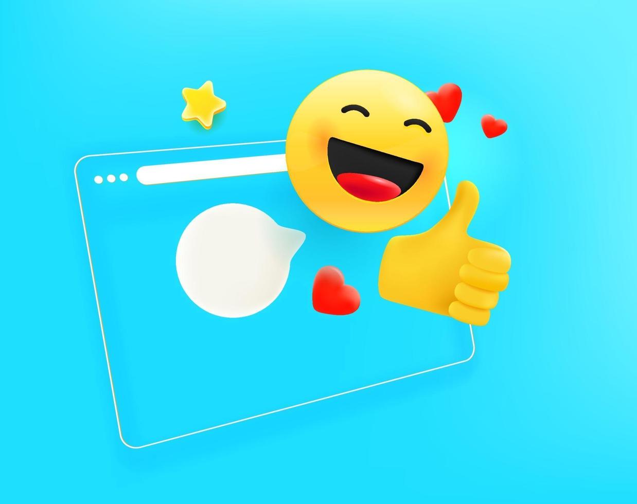 Browser window with with different emoji. I like it concept vector