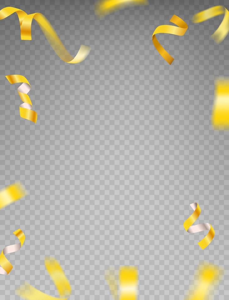 Golden ribbons vector clipart. luxury flying gold confetti and stars isolated on transparent background