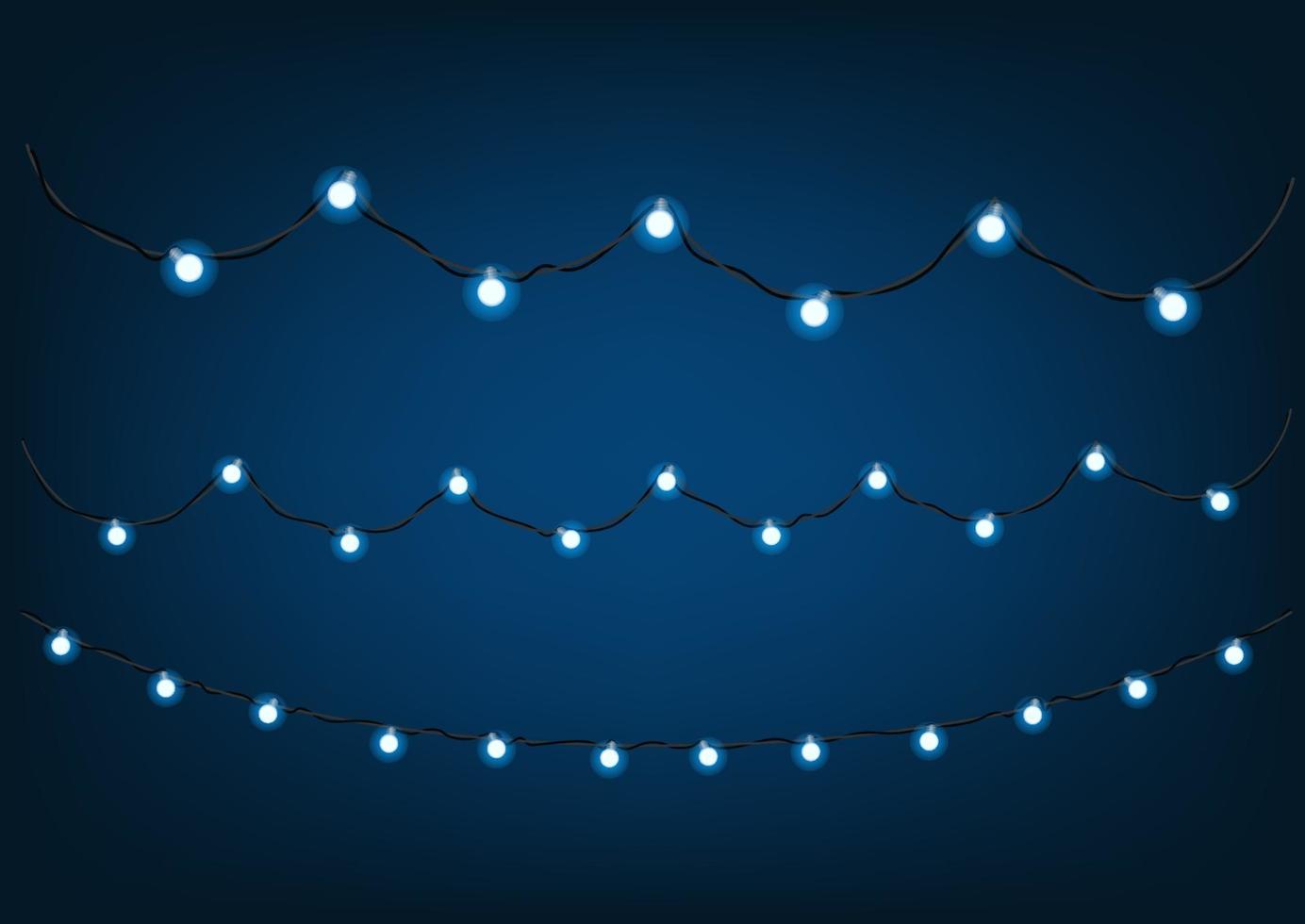 Blue garlands on dark background. Vector clipart