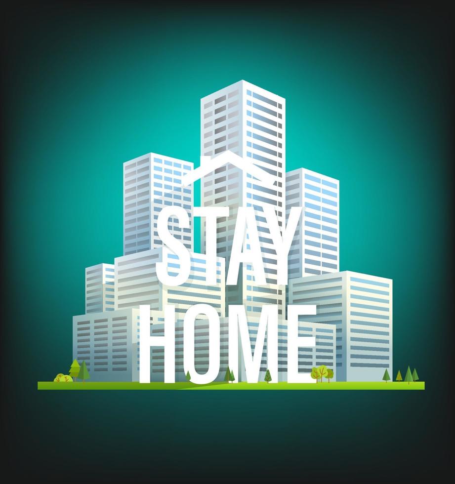 Stay home concept. Coronavirus protection campaign logo with houses vector