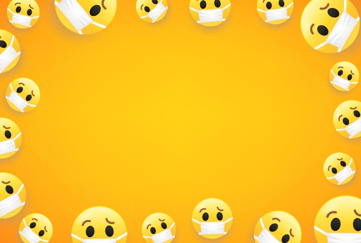 Epidemic. Wallpaper with emojis. Vector frame with copy space for social media web sites or banners