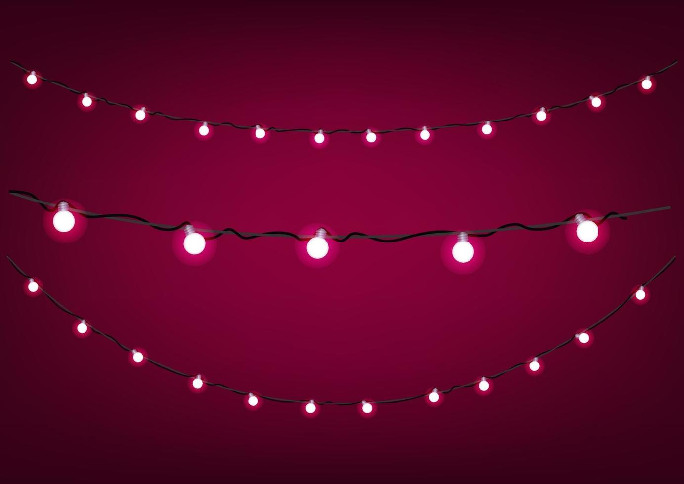 Red garlands on dark background. Vector clipart