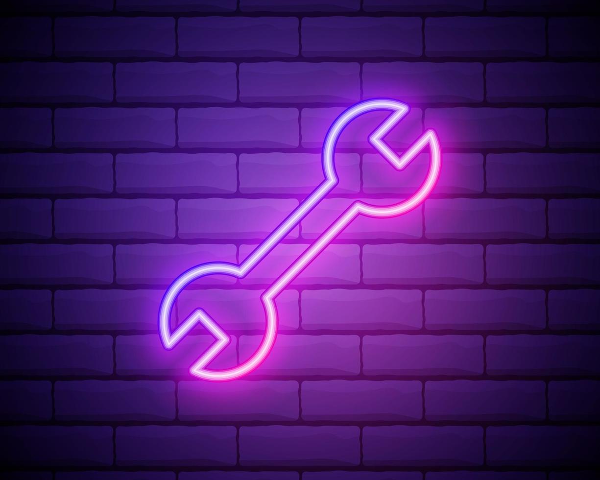 wrench neon icon vector