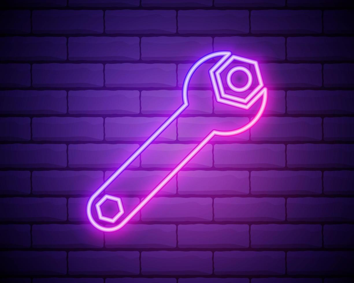 Wrench blue glowing neon ui ux icon. vector