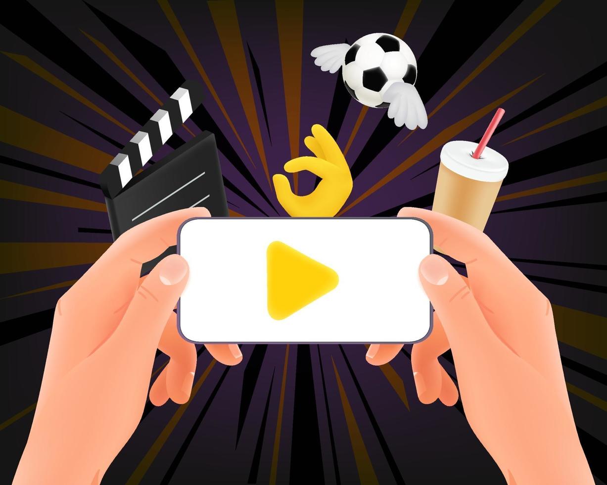 Man watching video on his smartphone vector