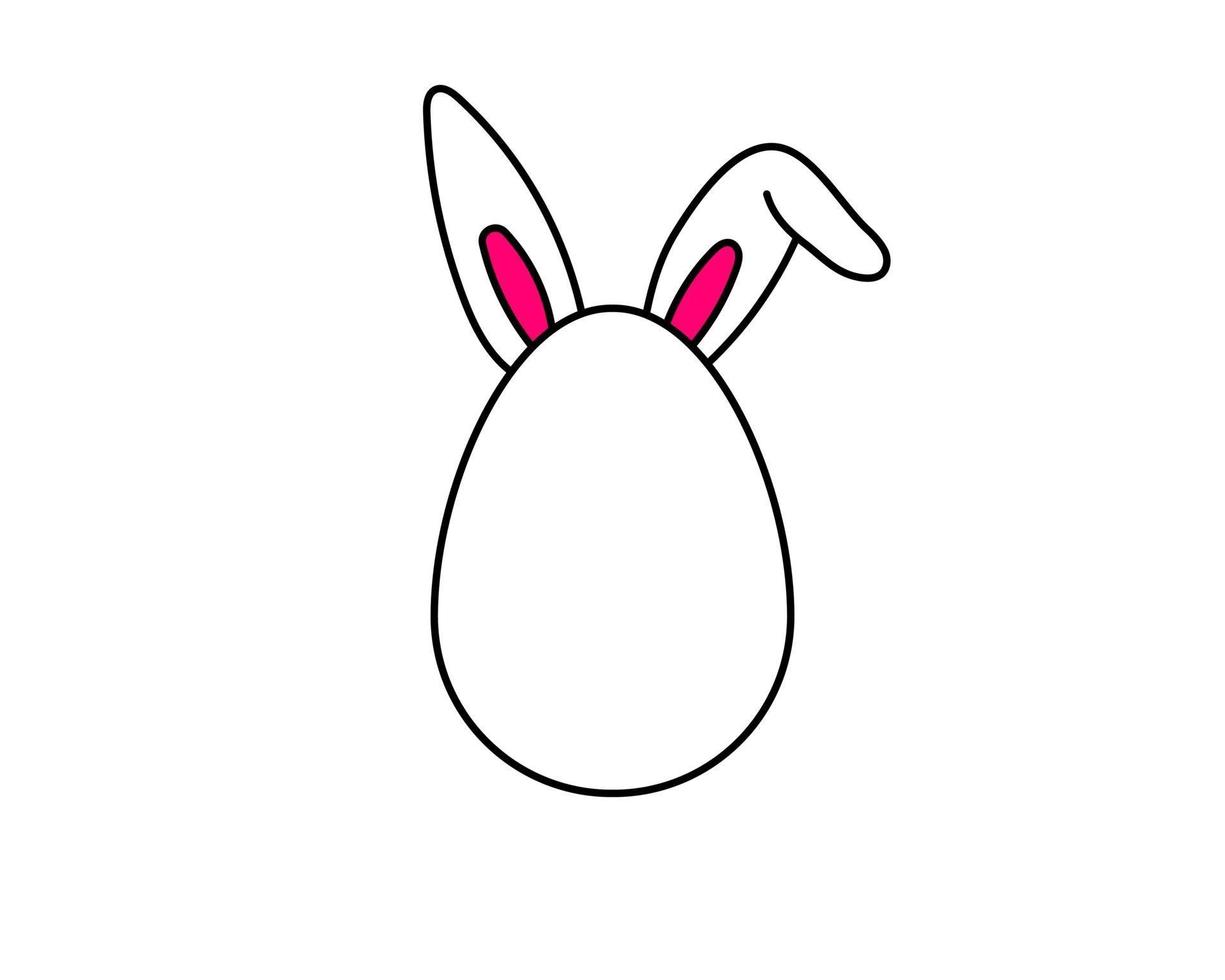 Easter egg with rabbit ears on white background vector