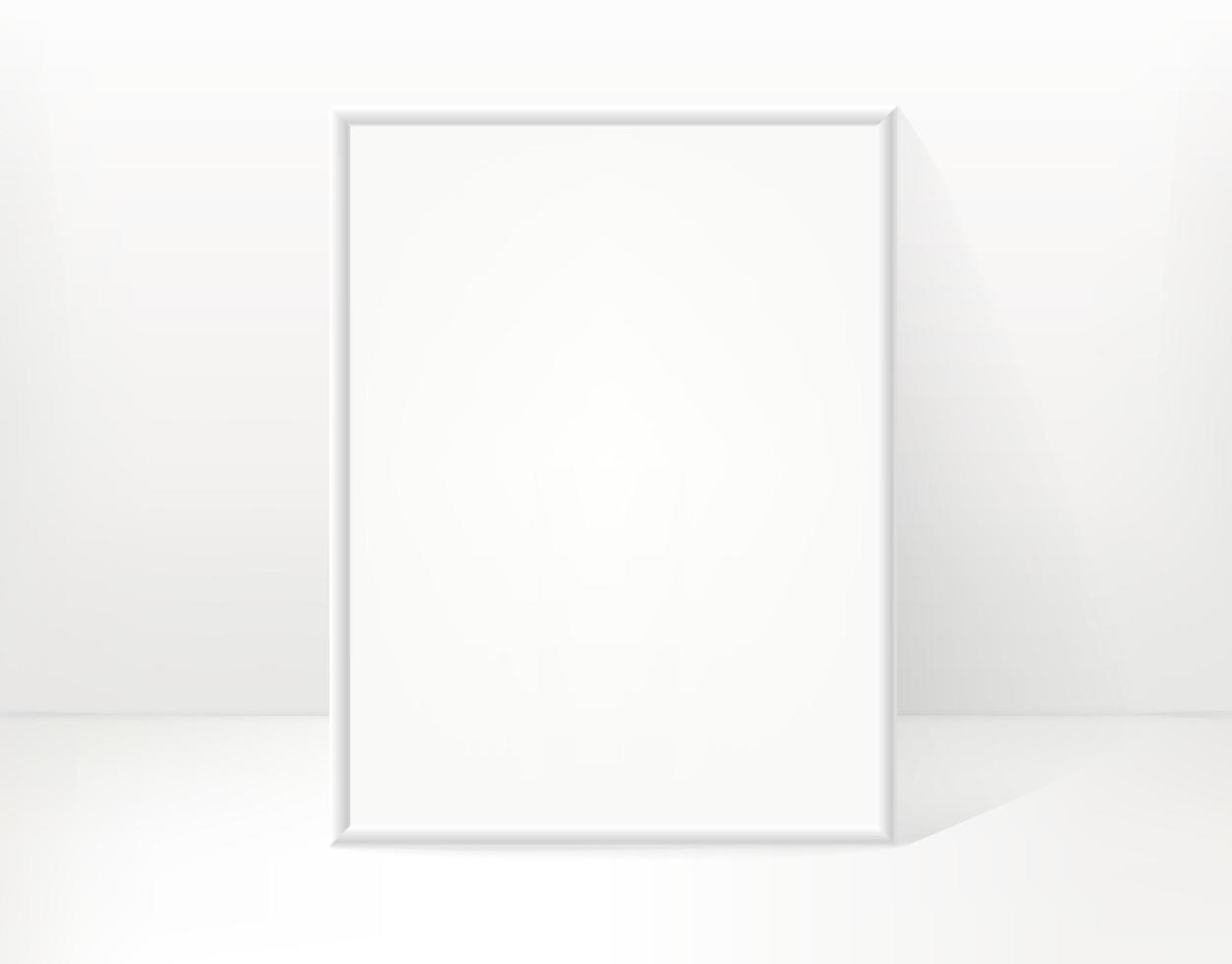 White picture and photo frame in bright interior. Template for design vector