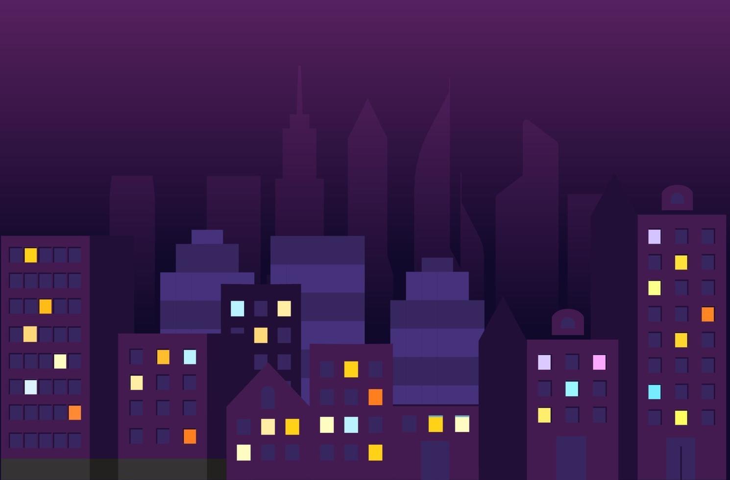 Night view of the city. Vector illustration