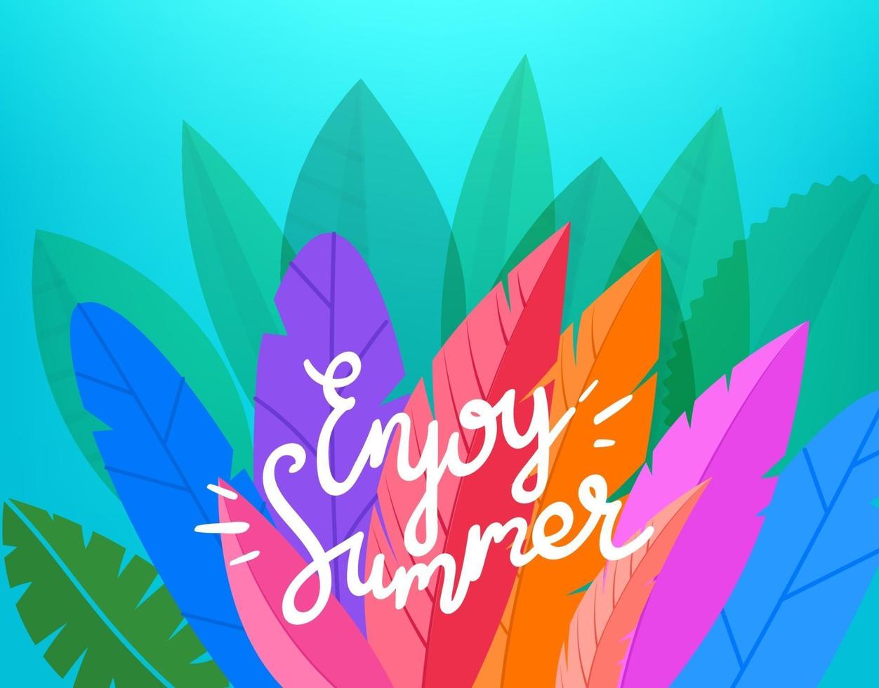 Enjoy summer vector card with lettering inscription. Landing page vector template