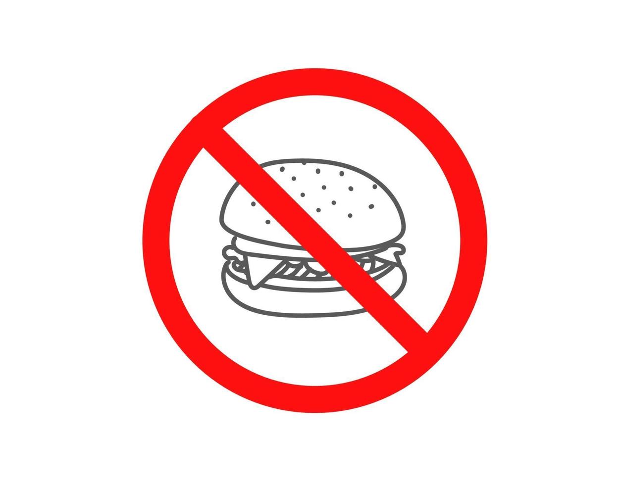 No comas comida chatarra. vector de señal aislado en blanco