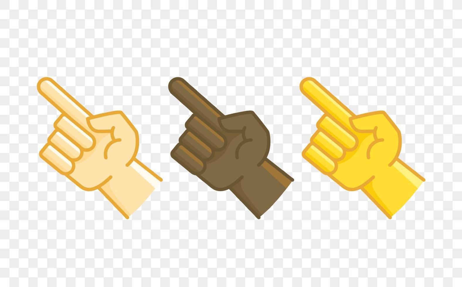 Different color hand gesture comic style vector icon