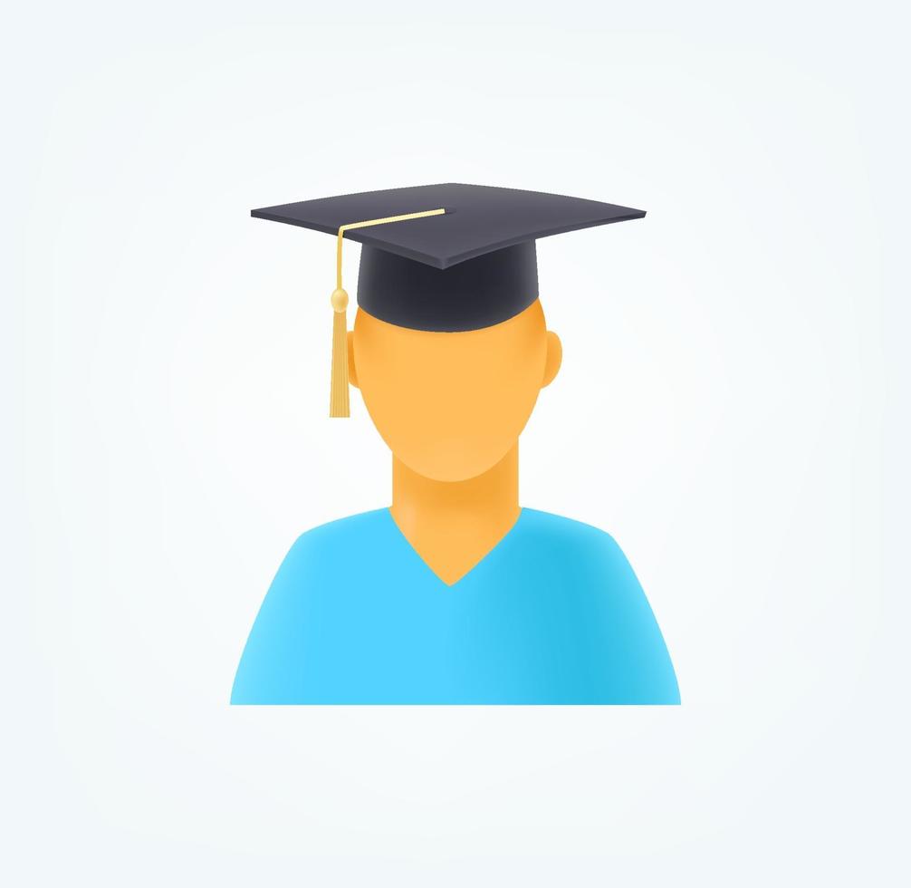 estudiante con gorro de graduación estilo 3d ilustración vectorial vector