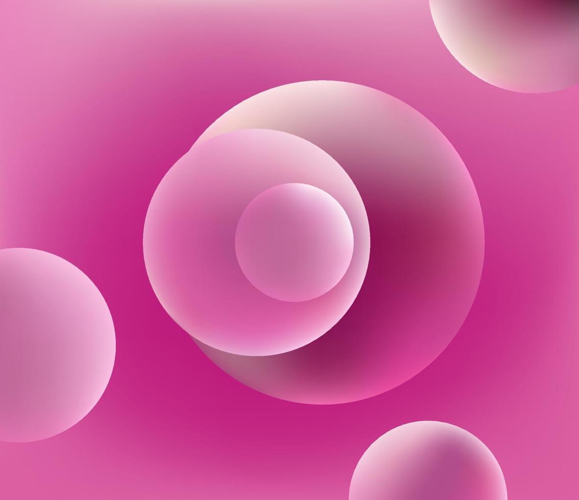 Fondo de vector rosa abstracto con bolas 3d