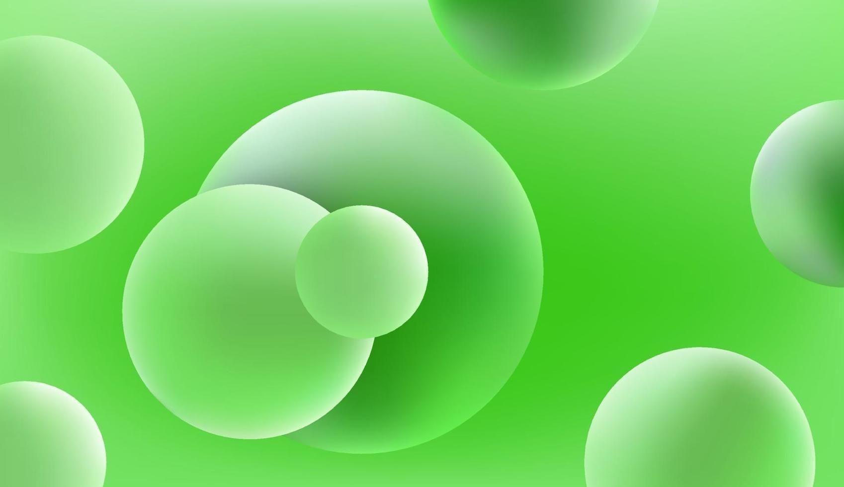 Fondo de vector verde abstracto con bolas 3d