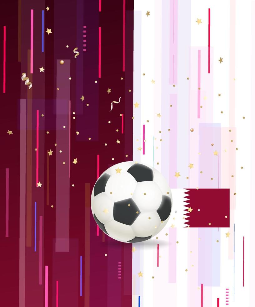 Balón de fútbol y confeti sobre fondo abstracto vector