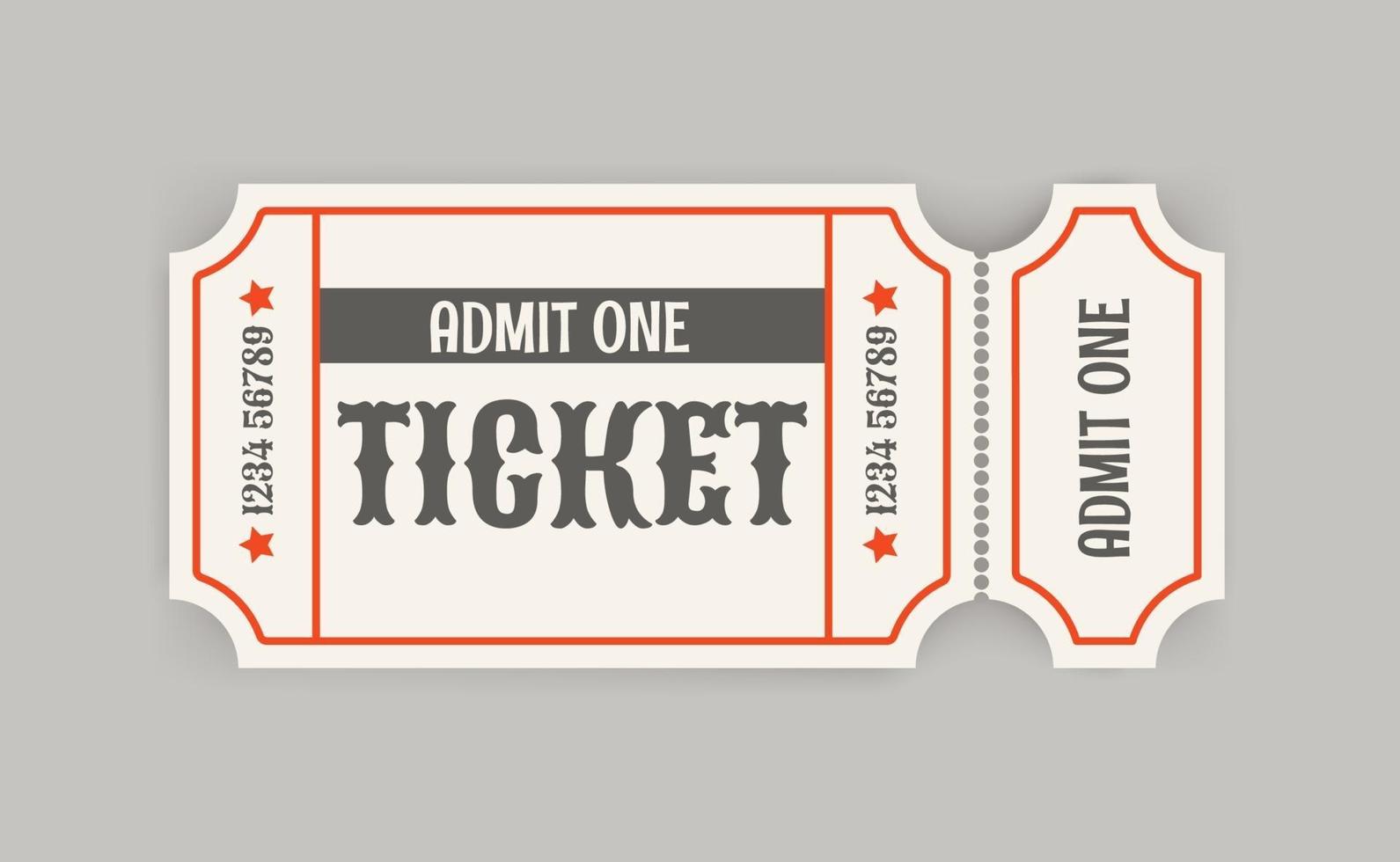 Retro style paper cinema ticket with shadow vector