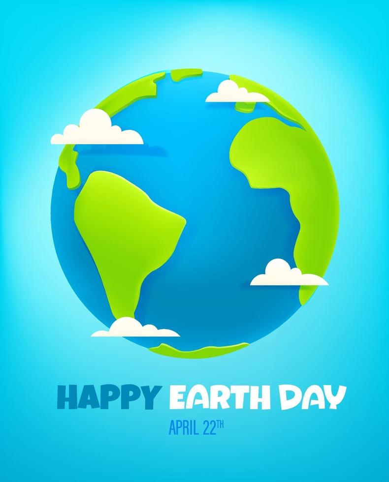 Happy Earth day vector card. 3d style vector illustration
