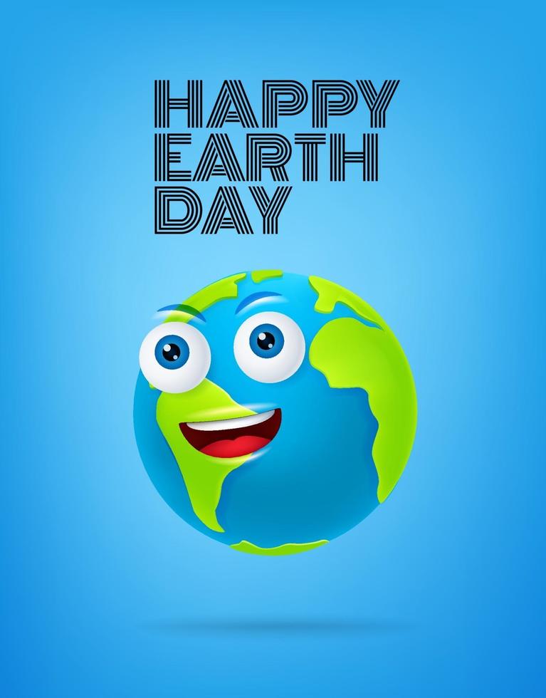 Happy Earth day concept. 3d style cute illustration vector