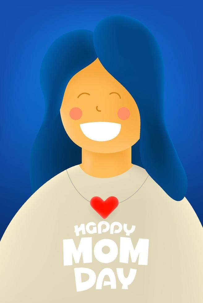 Happy mothers day vector card. Smiling woman cute 3d style vector illustration