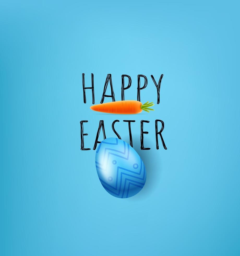Happy Easter vector greeting card with carrot and color egg