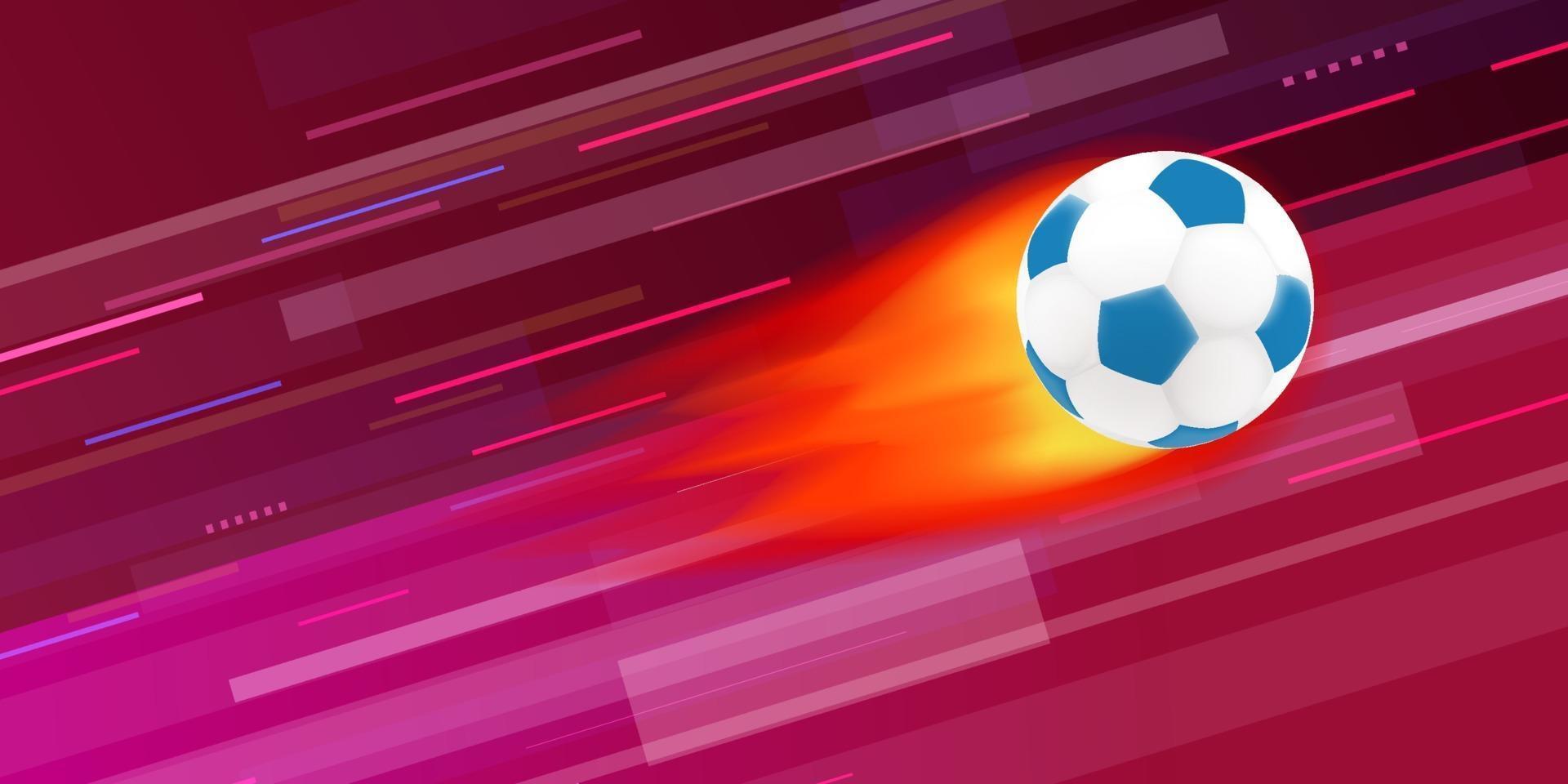 Flaming soccer ball on abstract background vector illustration