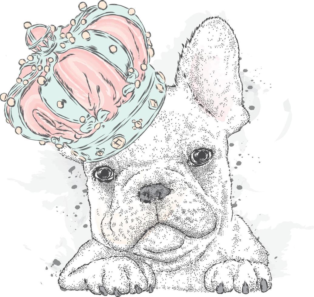 Cute puppy wearing a crown vector