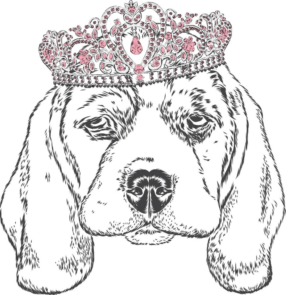 Cute puppy wearing a crown vector
