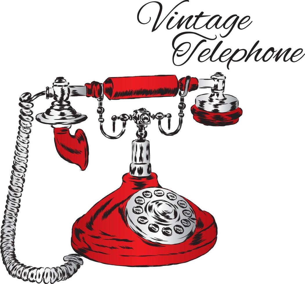 Vintage telephone. Hipster illustration. vector