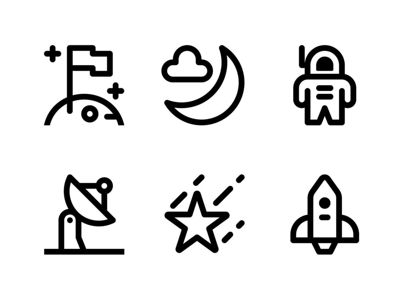 Simple Set of Space Related Vector Line Icons. Contains Icons as Astronaut, Satellite, Star, Spacecraft and more.