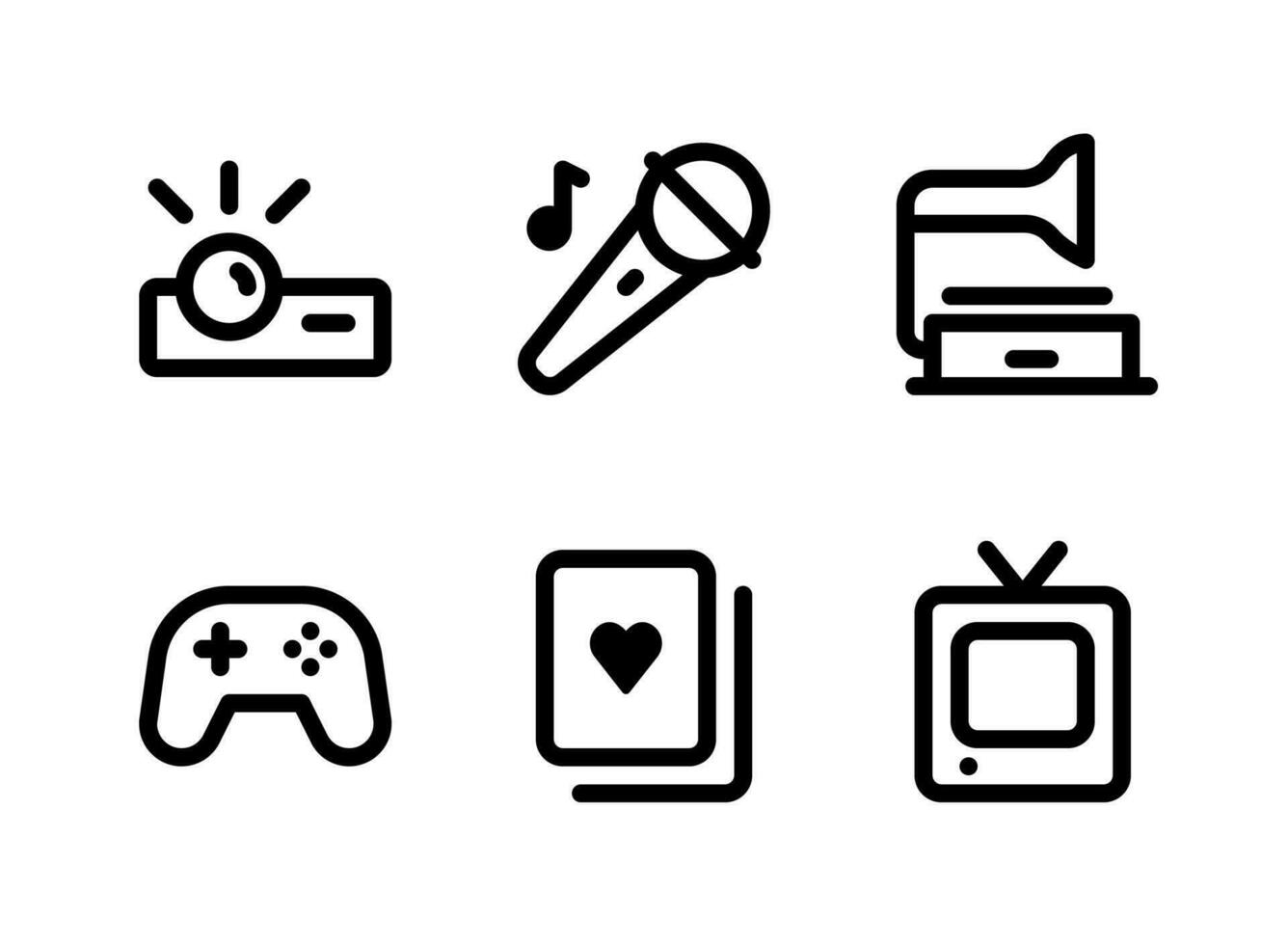 Simple Set of Entertainment Related Vector Line Icons. Contains Icons as Projector, Game Controller, Casino Card, Television and more.