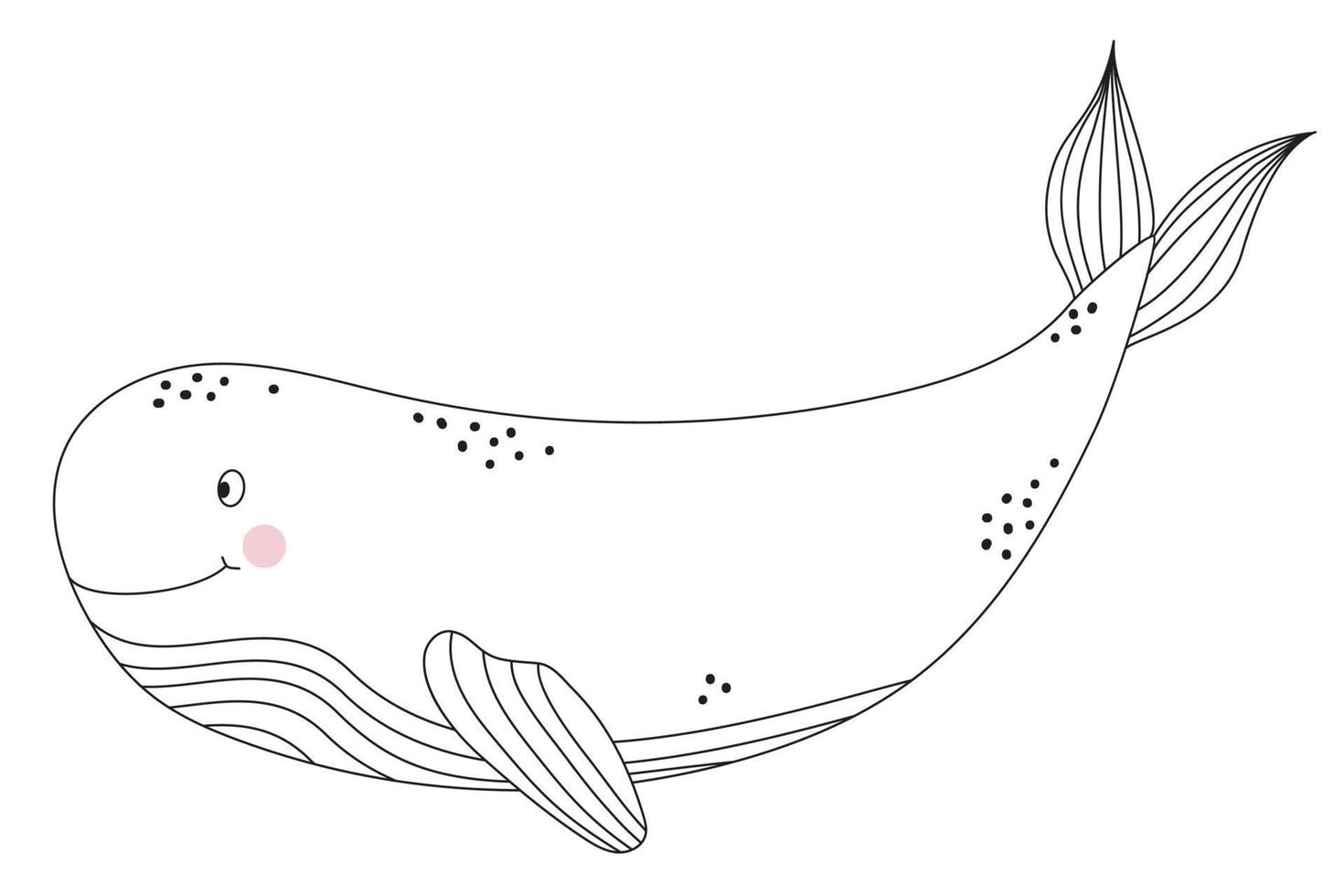 el animal marino es una ballena. lindo personaje decorativo submarino con ojos y una sonrisa. vector