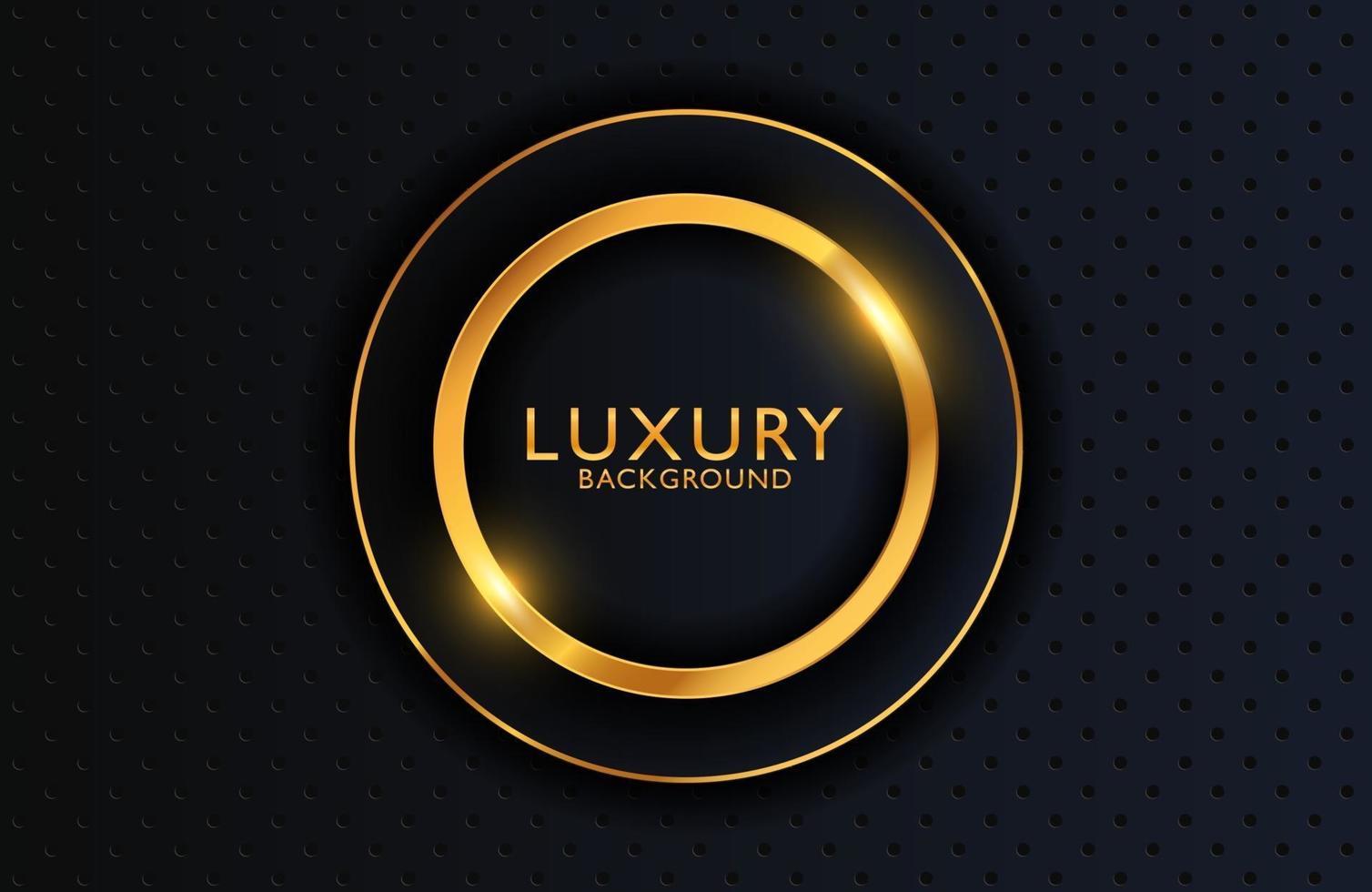 Luxury elegant background with shiny gold circle element on dark black metal surface. Business presentation layout vector