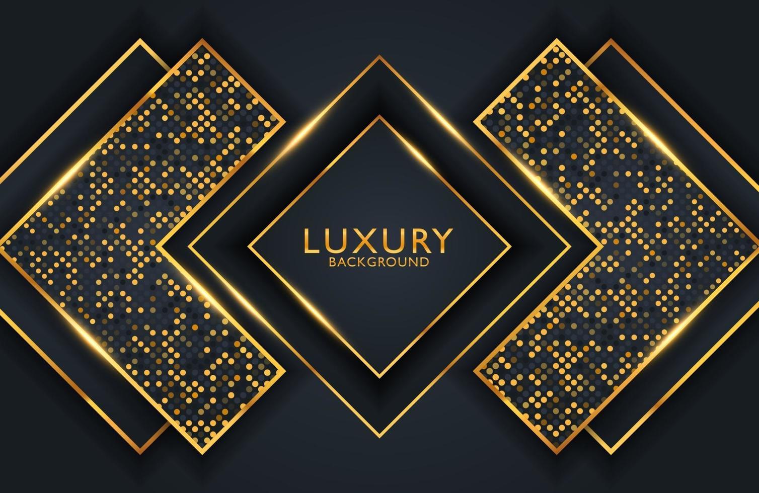 Luxury elegant background with gold geometric shape element and dots particles vector
