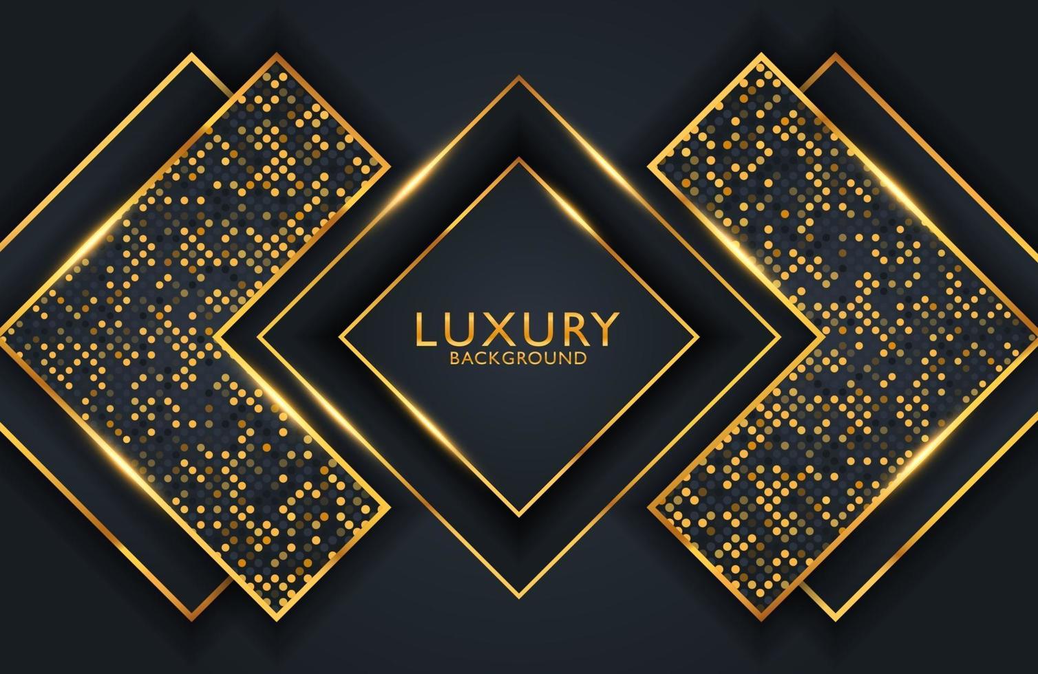 Luxury elegant background with gold geometric shape element and dots particles vector