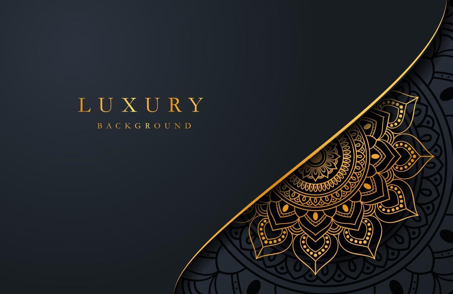 Luxury background with gold islamic arabesque ornament on dark surface vector