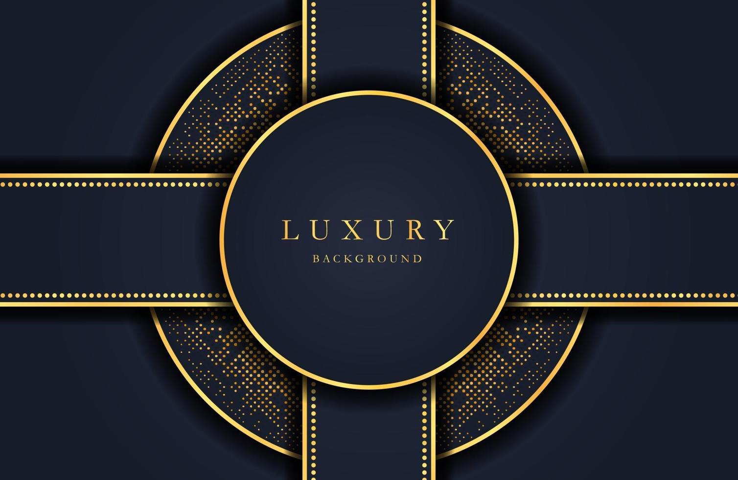 Luxury elegant background with golden element and dots particle on dark black surface. Business presentation layout vector