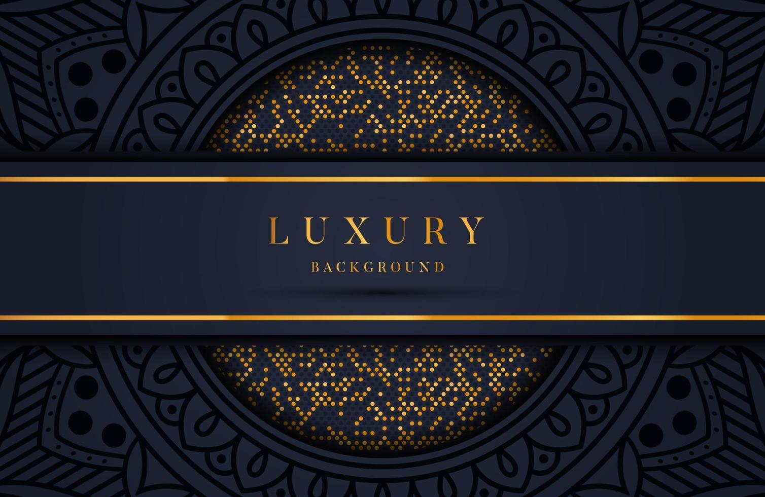 Luxury background with gold dots element and mandala. Template for wedding invitation, card, cover vector