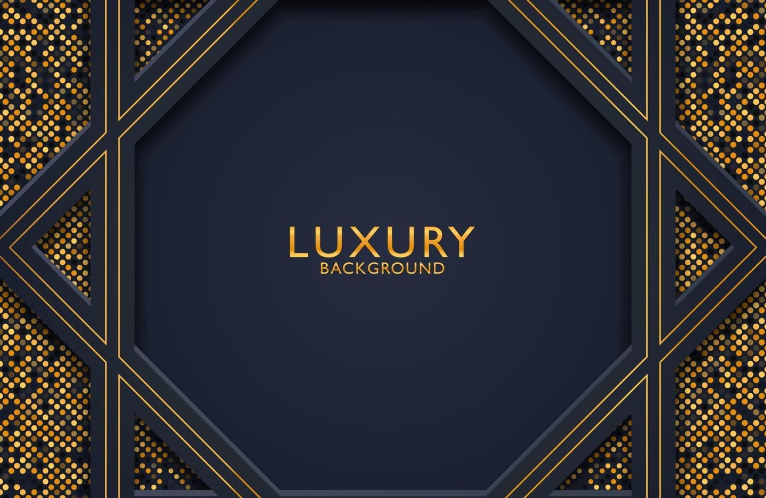 3d geometric luxury gold metal on dark background. Graphic design element for invitation, cover, background. Elegant decoration vector
