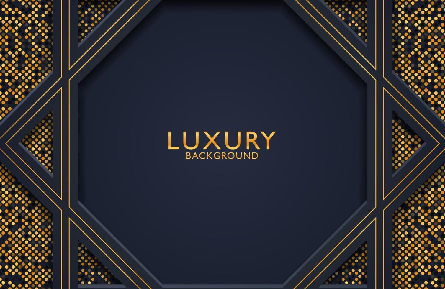 3d geometric luxury gold metal on dark background. Graphic design element for invitation, cover, background. Elegant decoration vector