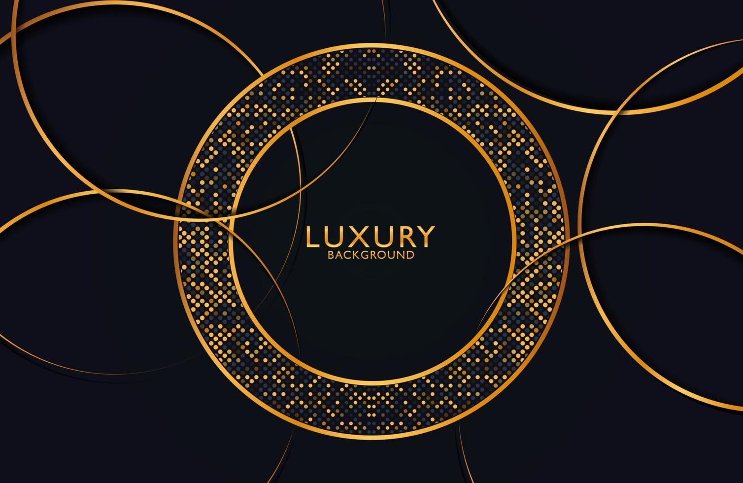 Luxury and Elegant circle shape design with golden line. Luxury gold geometric shape composition on dark background. vector